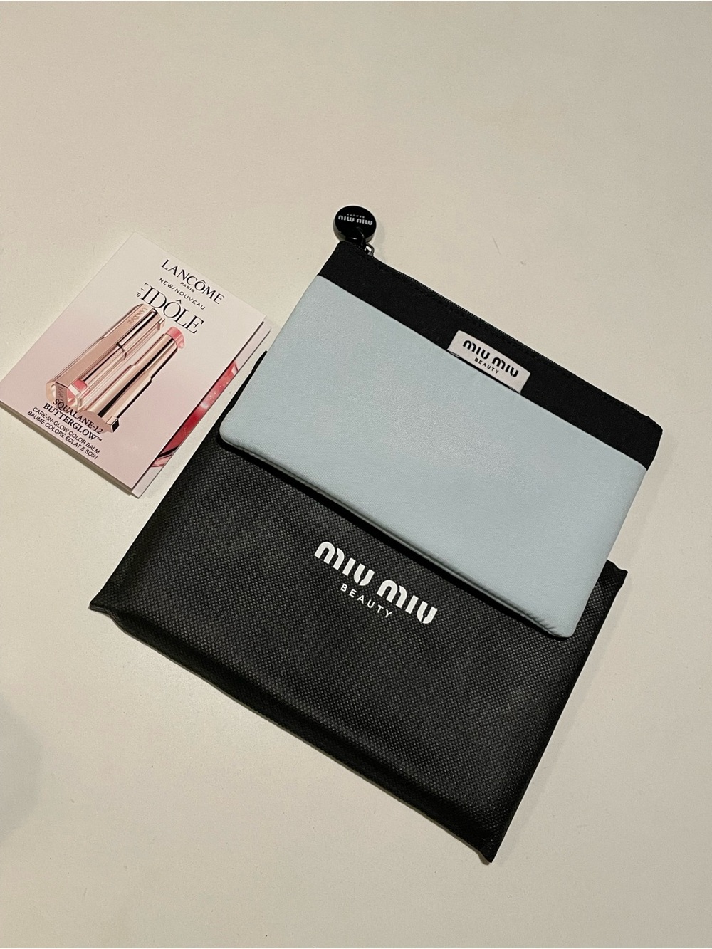 Miu Miu Beauty Light Blue & Black Cosmetic Pouch Set
